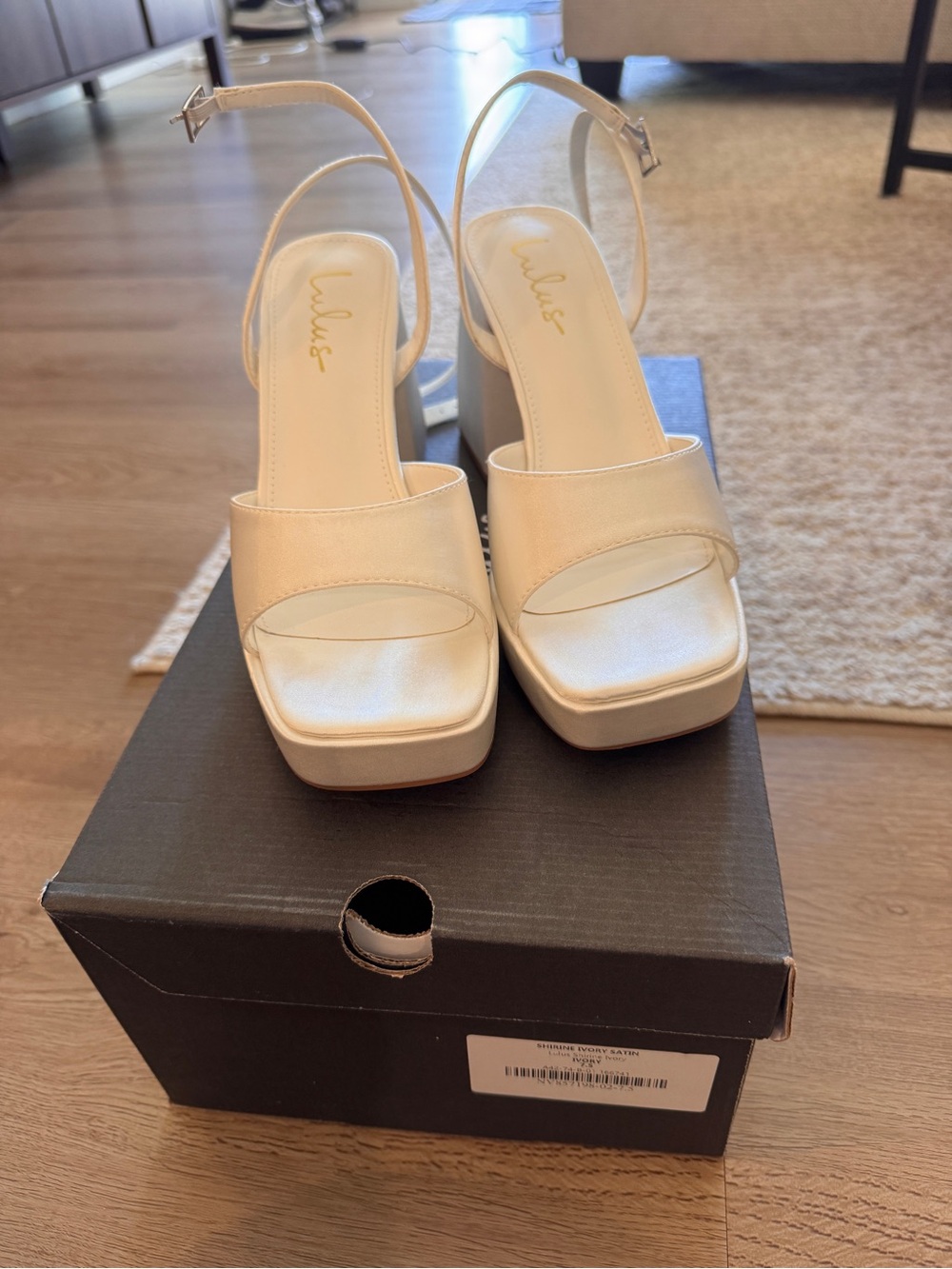 Lulu's Cream Platform Slingback Heels